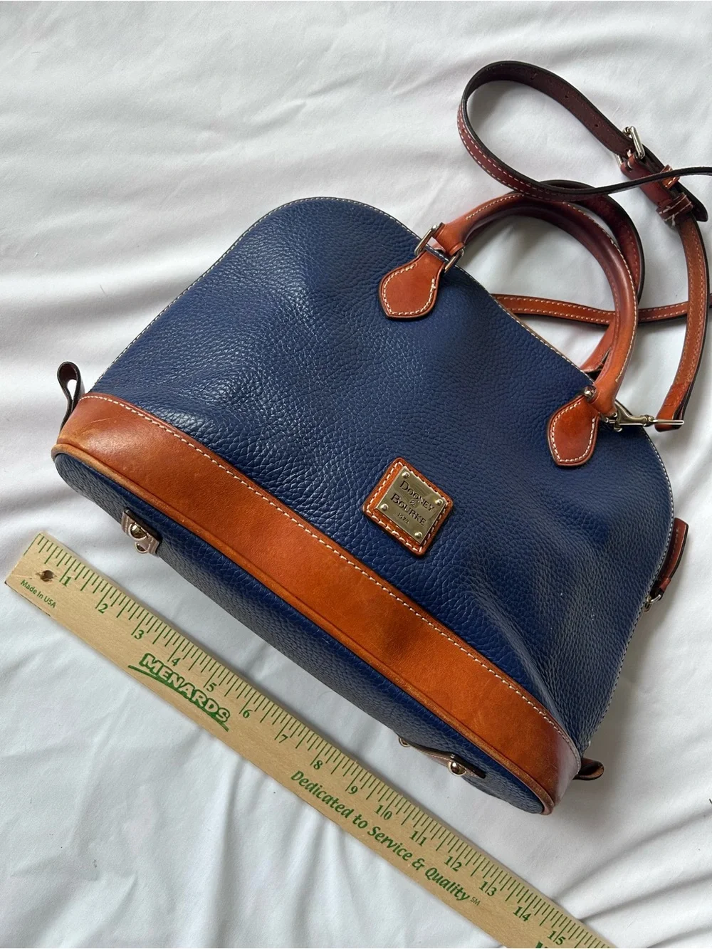 Dooney & Bourke Navy with Tan Leather Trim Satchel